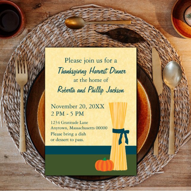 Convite para Ação de Graças da Colheita de Outono (Autumn Harvest Thanksgiving Invitation)