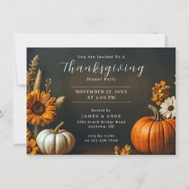 Convite para Ação de Graças de Pumpkin e Girassol