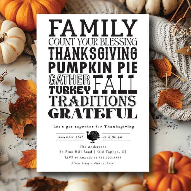 Convite para Ação de Graças Minimalista Moderno (Criador carregado)