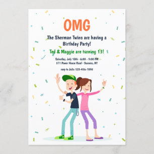 Convite para adolescentes gêmeos