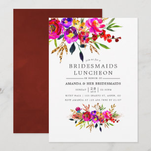 Convite para Almoço das Damas de Honra com Floral 