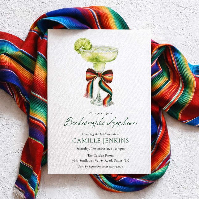 Convite para Almoço das Damas de Honra da Fiesta (Colorful Fiesta Bridesmaids Luncheon Invitation)