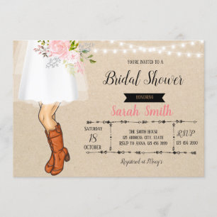 Convite para almoço de damas de honra com botas de