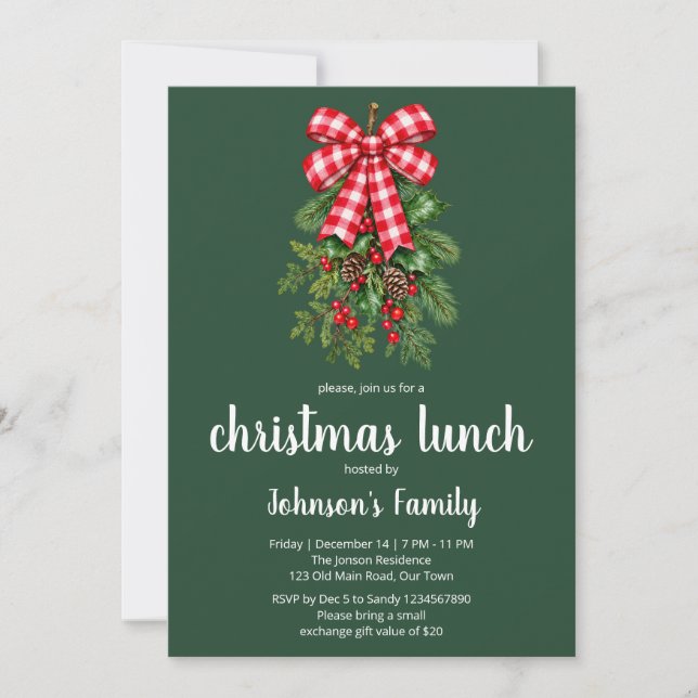 Convite para Almoço de Natal com Pinheiro e Laço V (Frente)