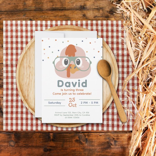 Convite para animais de Fazenda | Convite de anive (Farm Animals Birthday Invitation Chicken)