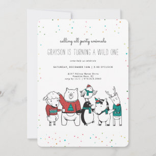 Convite para animais de festa selvagem de Natal