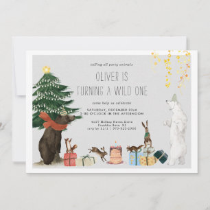 Convite para animais de festa selvagem de Natal