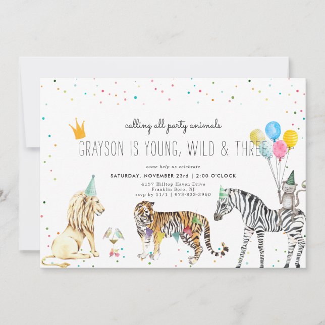 Convite para animais de partido simples moderno (Frente)