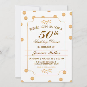 Convite para aniversário da Bolinhas Dourada Elega