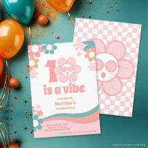 Convite para Aniversário de 10 Anos da Menina Retr