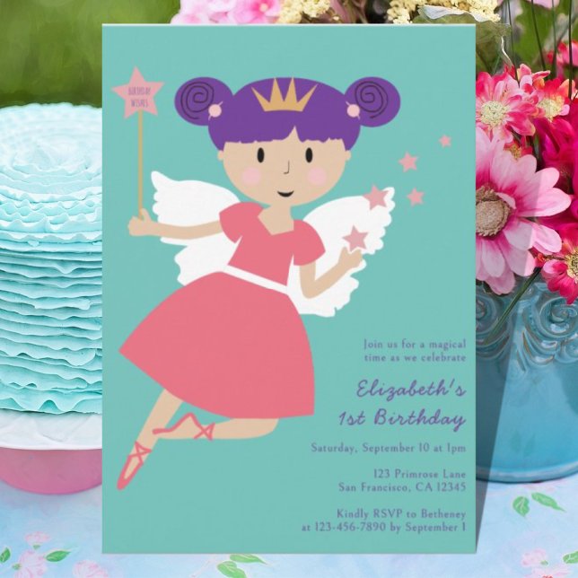 Convite para Aniversário de 1 ano da Princesa Fada (Criador carregado)