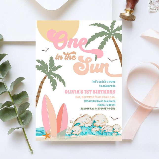 Convite para Aniversário de 1 ano na Praia (Criador carregado)