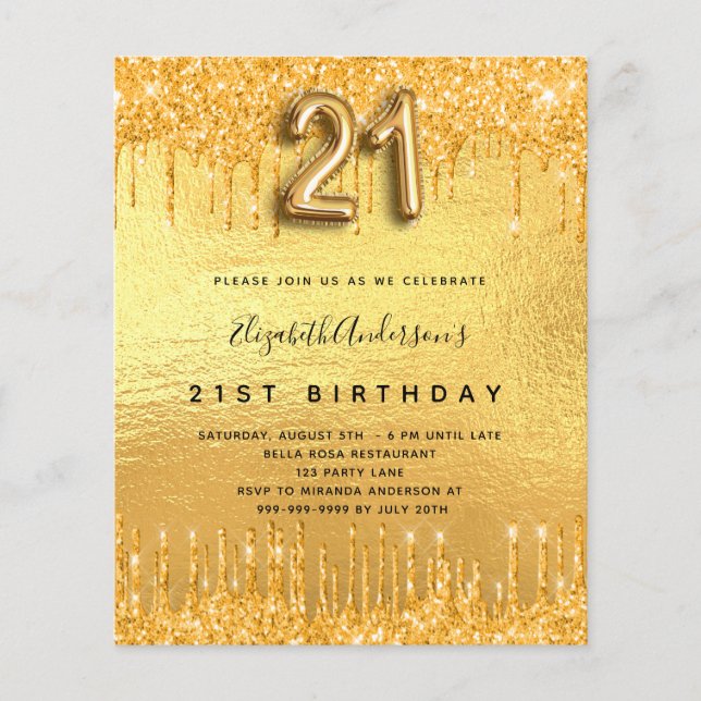 convite para aniversário de 21 anos (Frente)