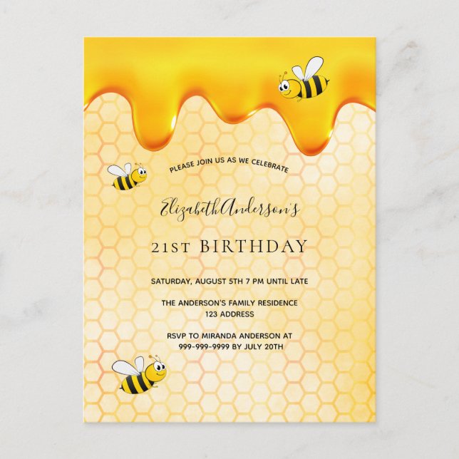 convite para aniversário de 21 anos bumble (Frente)