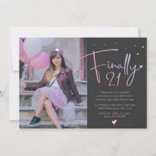 Convite para aniversário de 21 anos com foto