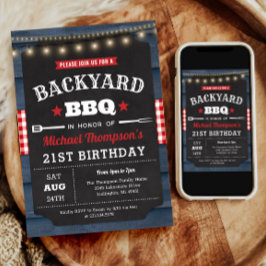 Convite para aniversário de 21 anos de Barbecue de