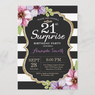 Convite para aniversário de 21 anos de surpresa Do