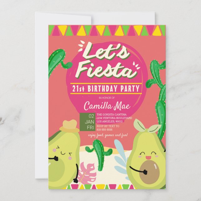 Convite para aniversário de 21 anos Fiesta (Frente)