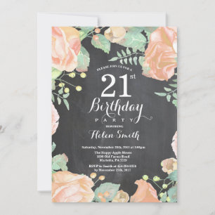 Convite para aniversário de 21 anos Floral de Pess