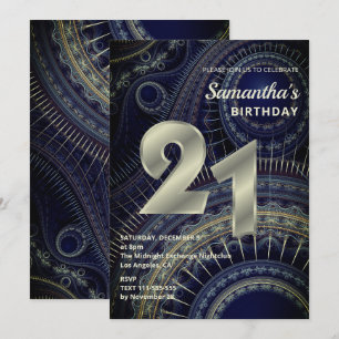 Convite para aniversário de 21 anos Fractal Moder