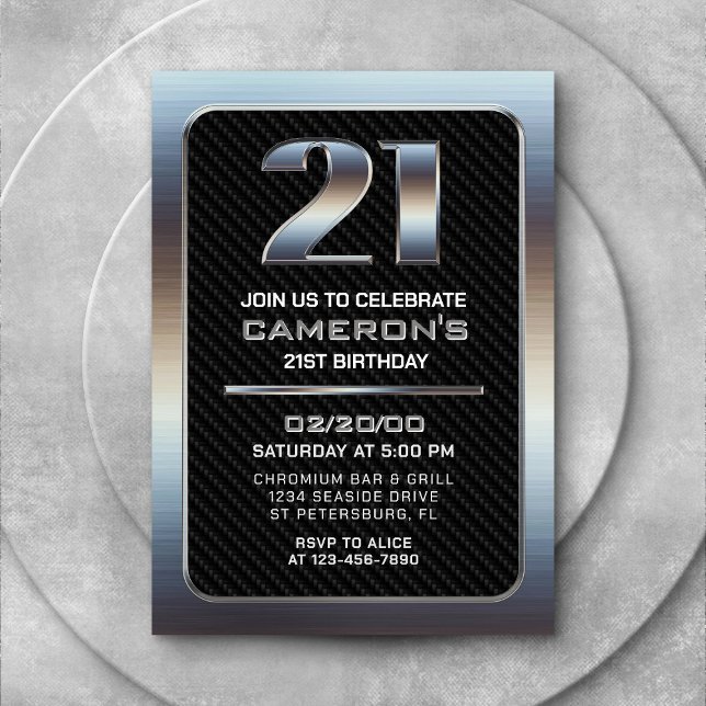 Convite para aniversário de 21 anos masculino (Criador carregado)