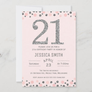 Convite para aniversário de 21 anos Silver Photo 