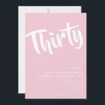 Convite para aniversário de 30 anos cor-de-rosa mo<br><div class="desc">Convite para aniversário de 30 anos cor-de-rosa moderno Pastel. Design de modelo de convite de aniversário de 30 anos minimalista com uma letra elegante de script de caligrafia.</div>