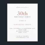 Convite para aniversário de 30 anos de Blush de Te<br><div class="desc">Convite para aniversário de 30 anos de Blush de Texto Simples de Orçamento. Um valor para o alternativo menor de 4, 5 x 5, 6 polegadas é usado como padrão para a opção de semigloscópio, que é recomendada para convites e é de espessura semelhante a um cartão postal. A opção...</div>
