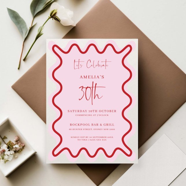 Convite para aniversário de 30 anos de Borda ondul (Criador carregado)