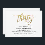 Convite para aniversário de 30 anos de Efeito de F<br><div class="desc">Este convite de festas aniversário de 30 anos apresenta um texto 'trinta' de folha de ouro que captura os olhos. Por favor, note que a folha de ouro é apenas uma textura, não uma folha real. Para personalização mais avançada deste design, por exemplo, alteração do layout, da fonte ou do...</div>