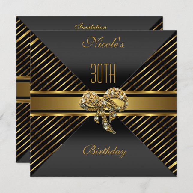 Convite para aniversário de 30 anos de faixa de ou (Frente/Verso)