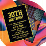 Convite para aniversário de 30 anos de Pop de Retr<br><div class="desc">O retro engraçado memphis é um convite de aniversário para adultos. Convidado de pop para festa de aniversário jovem. Tema geométrico e retrô dos anos 80 para o aniversário do milênio.</div>