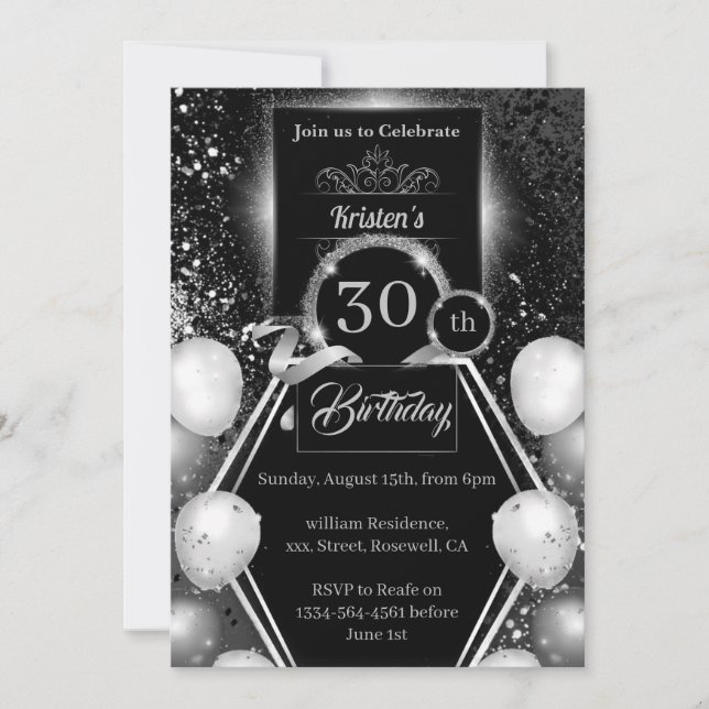 Convite para aniversário de 30 anos de prata e pre (Frente)