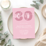 Convite para aniversário de 30 anos de Script Eleg<br><div class="desc">Convite para aniversário de 30 anos cor-de-rosa moderno Pastel. Design de modelo de convite de aniversário de 30 anos minimalista com uma caligrafia elegante com letra de escrita manuscrita.</div>