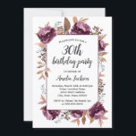 Convite para aniversário de 30 anos de Watercolor<br><div class="desc">Mais bonito,  Convidações de Aniversário para Aquarela Floral Moderna na na Loja Little Bayleigh!</div>