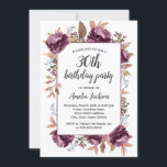 Convite para aniversário de 30 anos de Watercolor<br><div class="desc">Mais bonito,  Convidações de Aniversário para Aquarela Floral Moderna na na Loja Little Bayleigh!</div>
