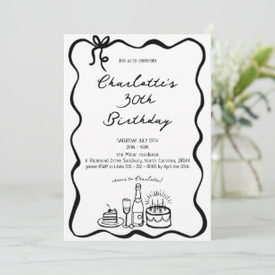 Convite para aniversário de 30 anos desenhado à mã