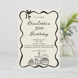 Convite para aniversário de 30 anos desenhado à Mã