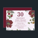 Convite para aniversário de 30 anos do Burgundy Re<br><div class="desc">Aniversário de 30 anos do Burgundy Red Boho Convite Design cortesia de www.createthecut.com</div>