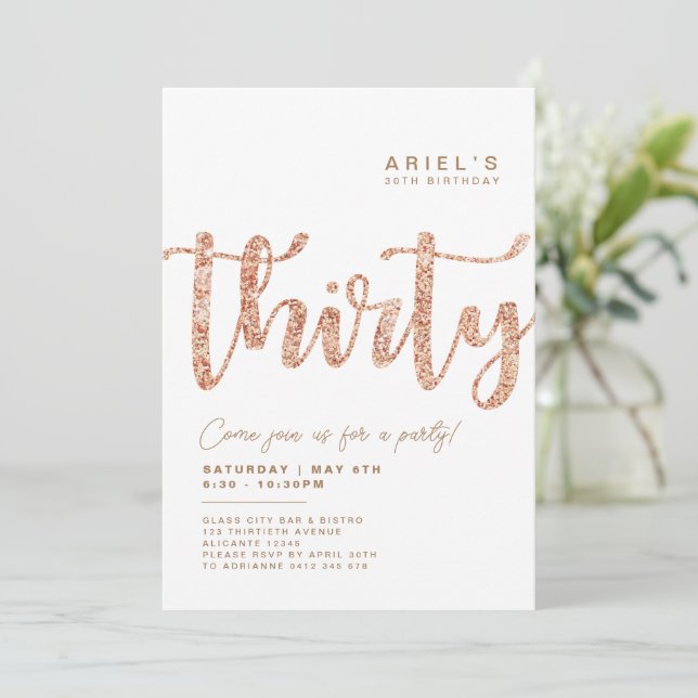 Convite para aniversário de 30 anos Dourado e Bran (Em pé/Frente)