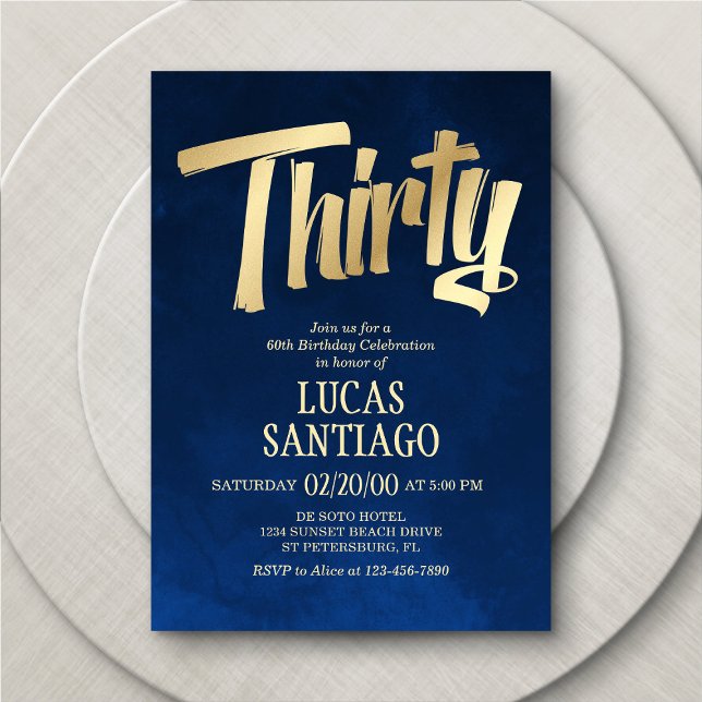 Convite para aniversário de 30 anos Dourado Marinh (Criador carregado)