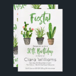 Convite para aniversário de 30 anos Fiesta<br><div class="desc">Convite para aniversário de 30 anos Fiesta com três cactos em um fundo de imagem em papel d'água digitalizado em branco. Eu usei um texto falso de aquarela para o título e a idade que não pode ser alterada. Eu adicionei alguns trabalhos de linha no topo e em volta do...</div>