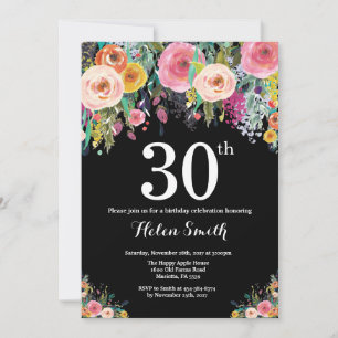 Convite para aniversário de 30 anos Floral