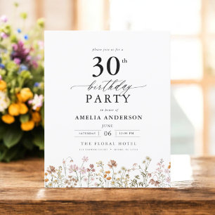 Convite para aniversário de 30 anos Floral do Jard