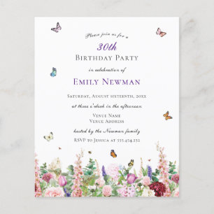 Convite para aniversário de 30 anos Floral Elegant