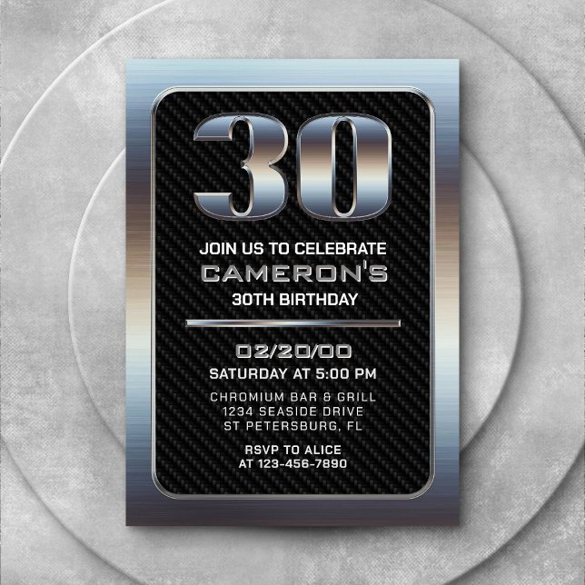 Convite para aniversário de 30 anos masculino (Criador carregado)