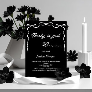 Convite para aniversário de 30 anos preto e branco