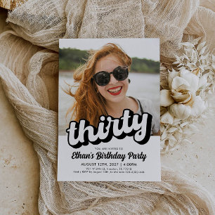 Convite para aniversário de 30 anos retrô   Trinta