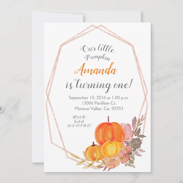 Convite para aniversário de 3 anos de Abóbora de Q (Frente)