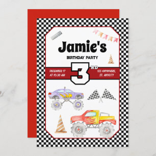 Convite para aniversário de 3 anos de caminhões mo